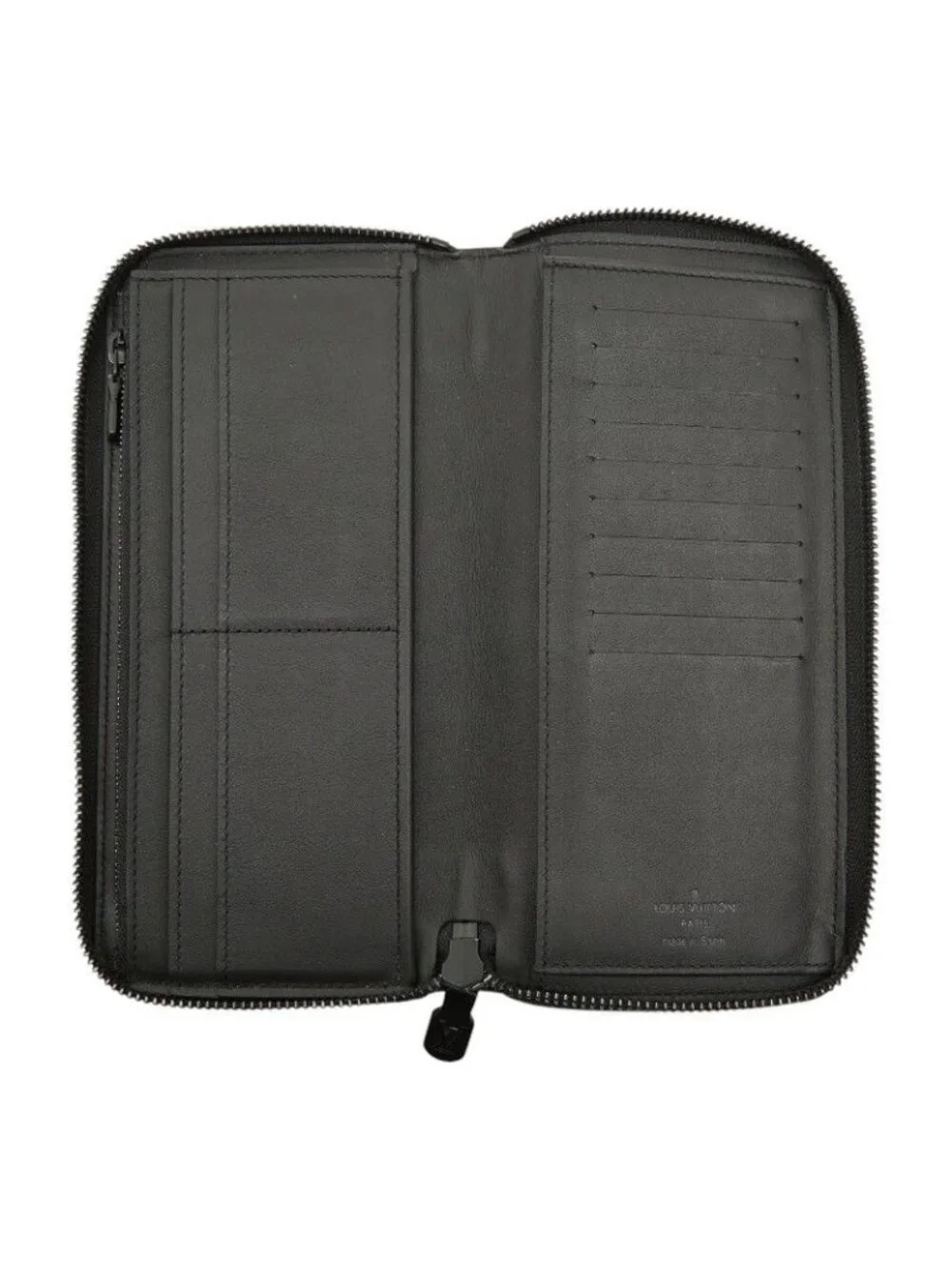 Louis Vuitton Monogram Shadow Zippy Wallet Vertical Zip Around Black Leather